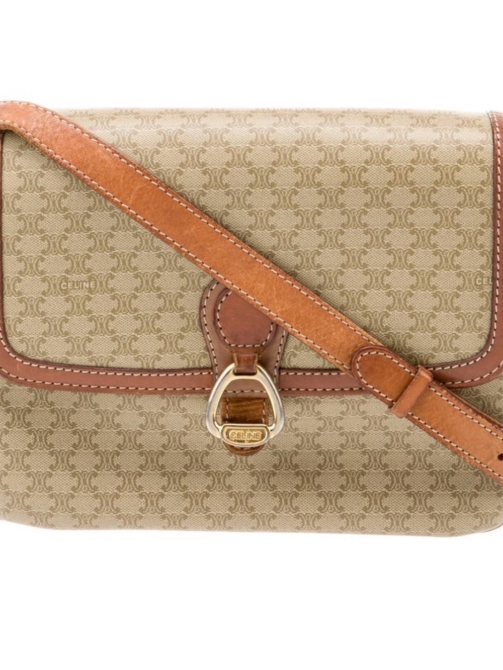 Authentic Celine Macadam Monogram Shoulder Bag – Brown & Beige